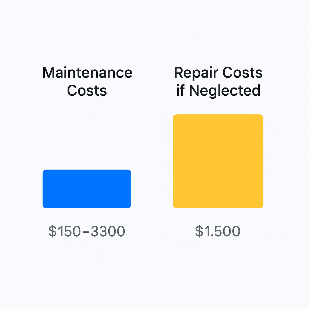 Side-by-side comparison chart of maintenance costs versus repair expenses for Sub Zero appliances