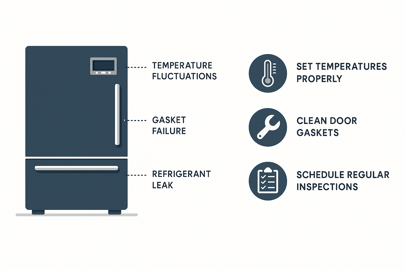 Infographic showing common Sub Zero refrigerator issues and maintenance tips to prevent costly repairs