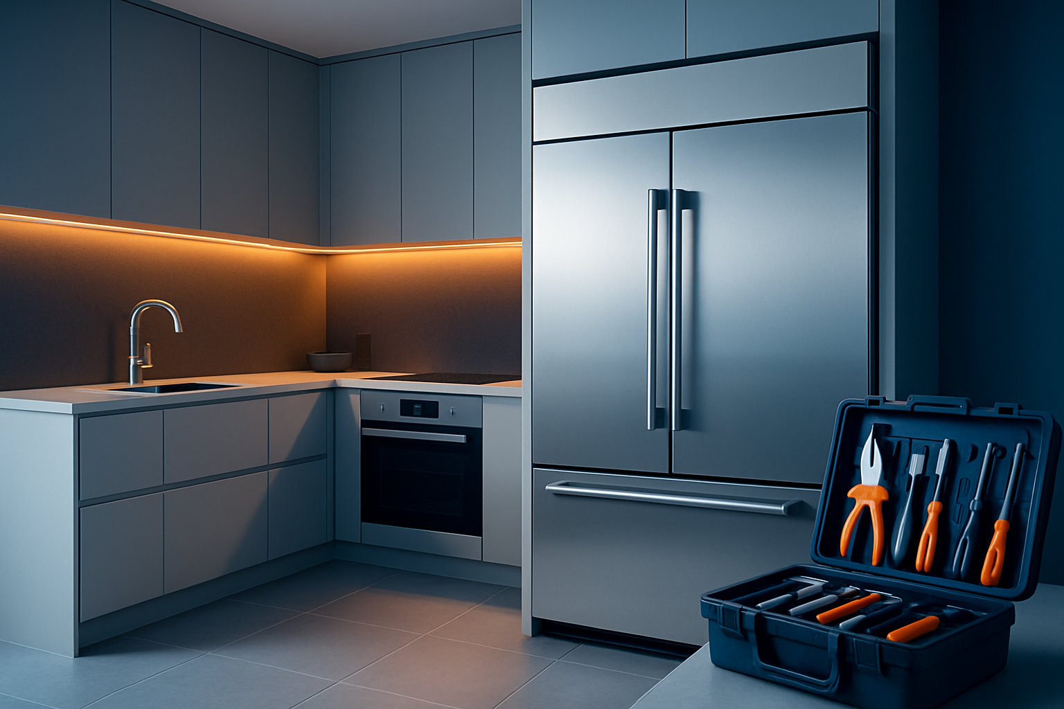 An elegant, modern kitchen showcasing a built-in Subzero refrigerator, emphasizing luxury and high-performance appliance integration.