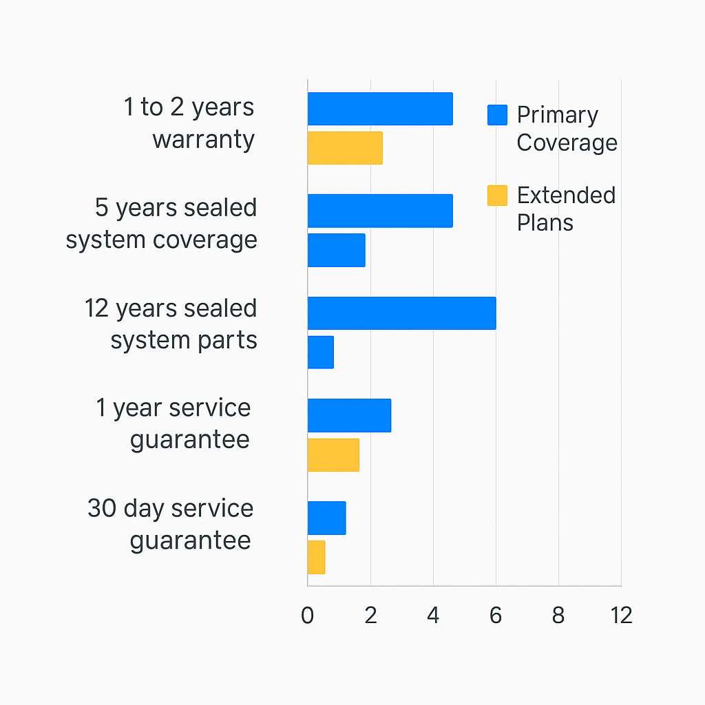 Data visualization chart showing warranty coverage and service guarantees for Sub Zero in Amarillo