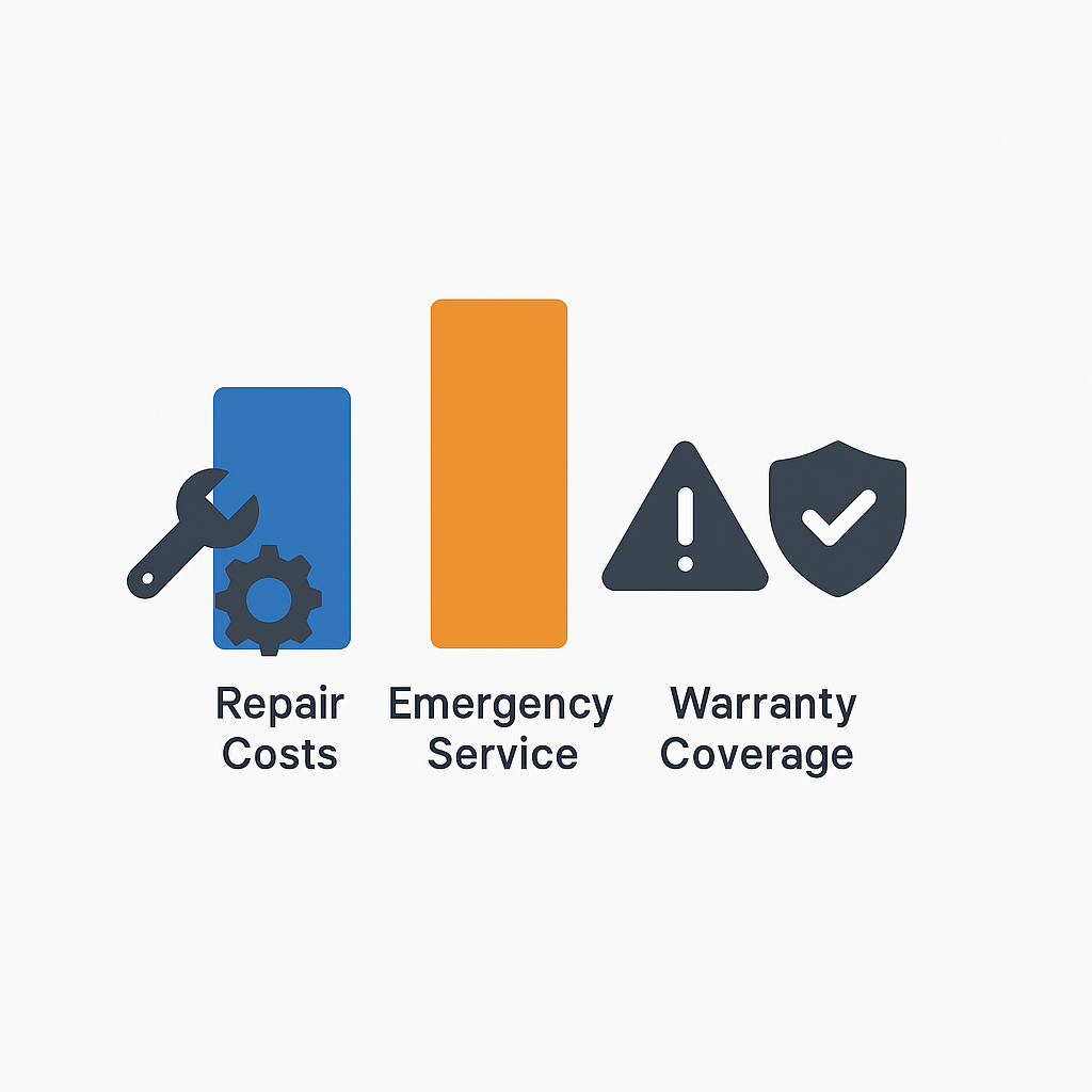 Side-by-side cost and warranty comparison of Eugene repair providers