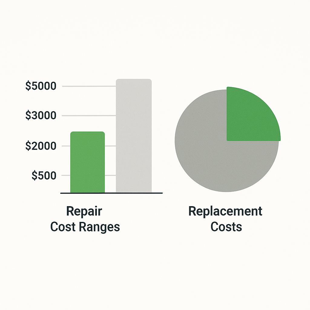 Infographic showing repair versus replacement cost comparisons for Thermador refrigerators