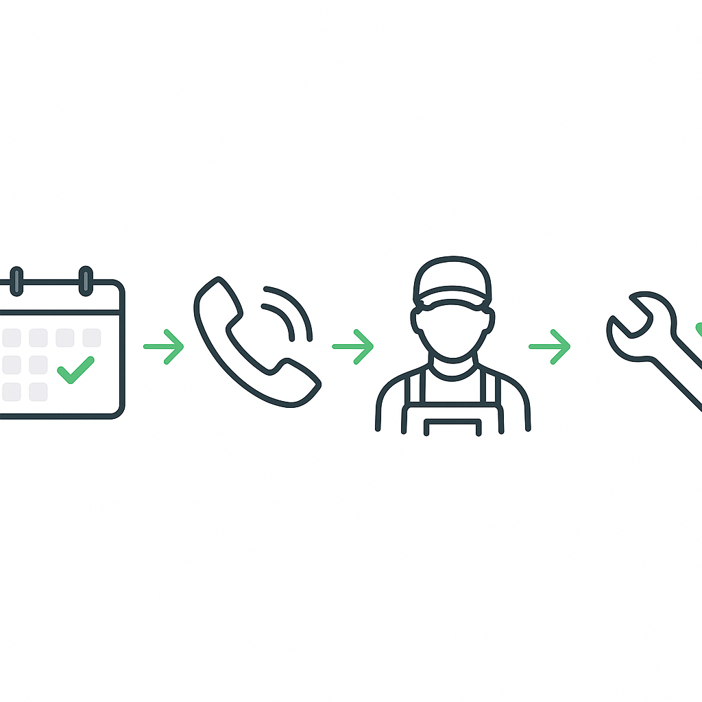 Infographic illustrating scheduling steps for Thermador appliance repair