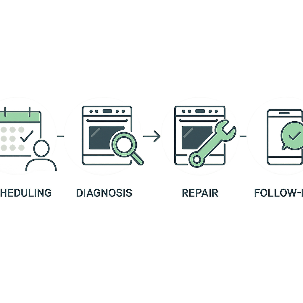 Process flow for Thermador appliance service in Dallas