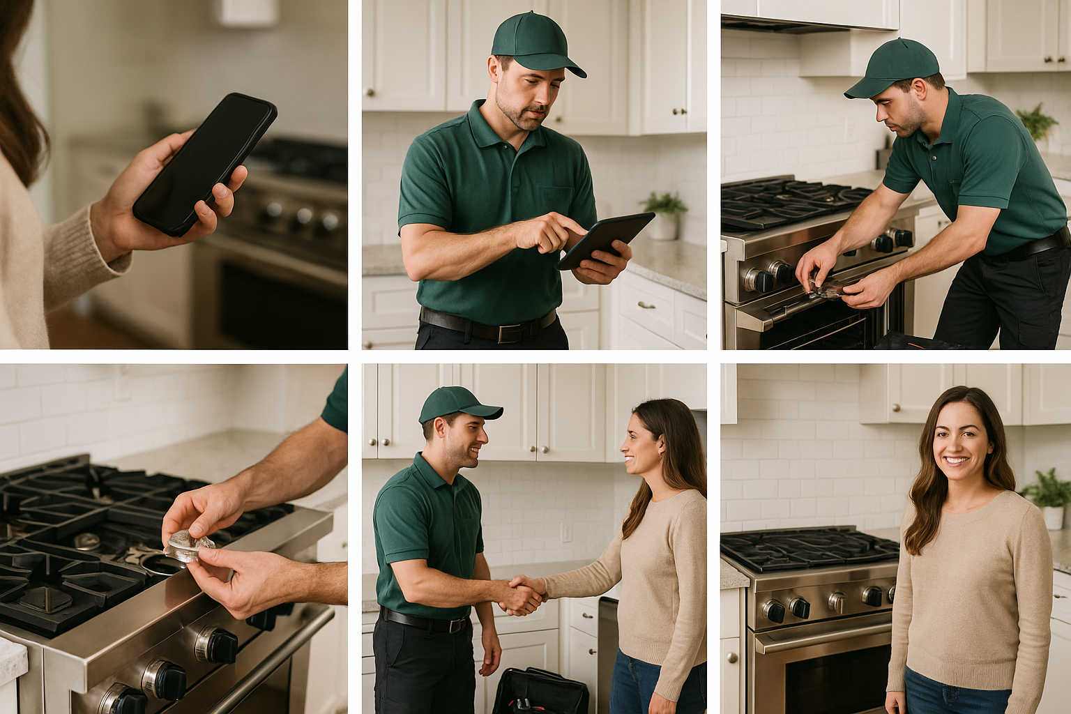 Certified technician performing diagnostics on a Thermador stove.