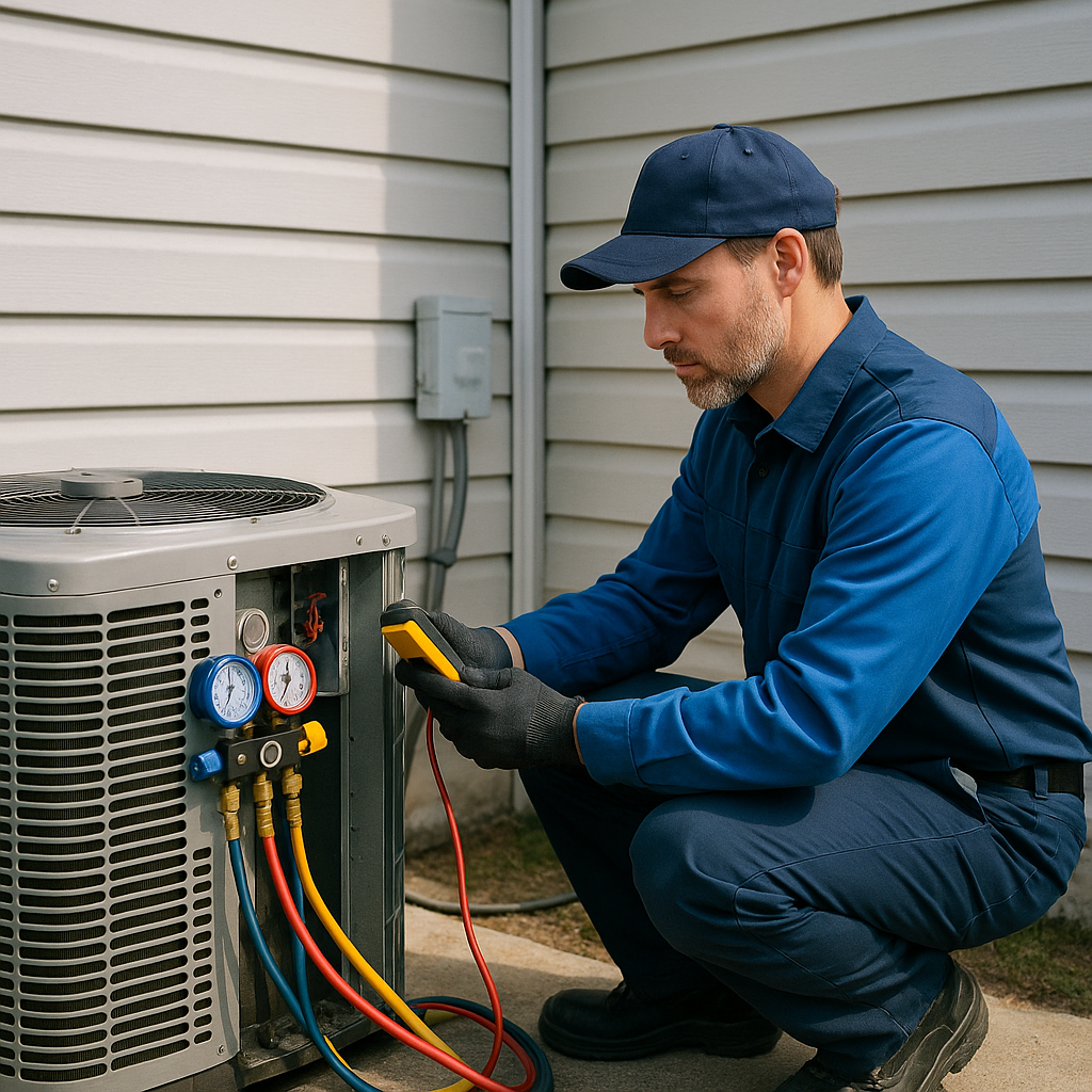Infographic showing HVAC service process steps with clear flow arrows
