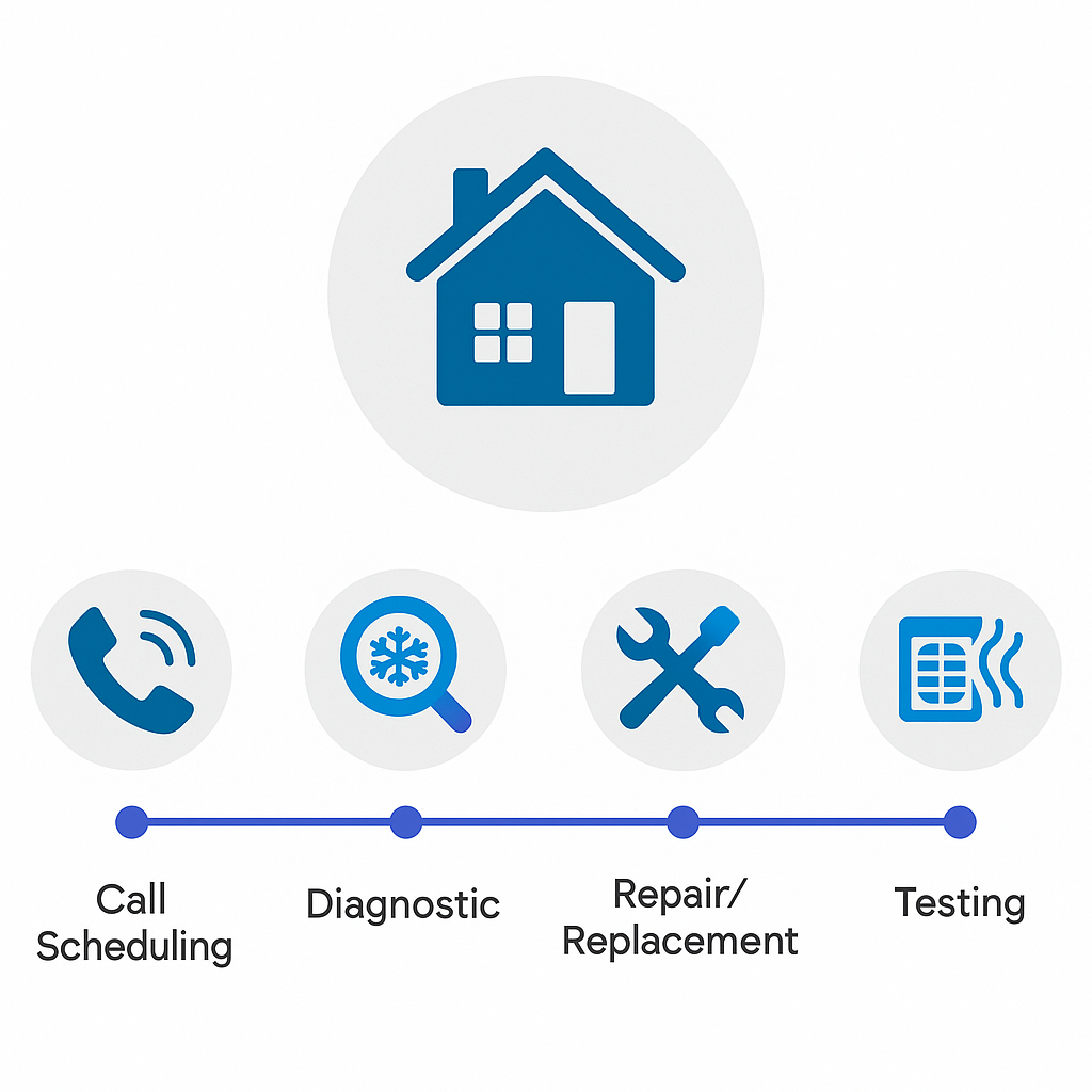 Infographic showing stepwise HVAC service and repair process