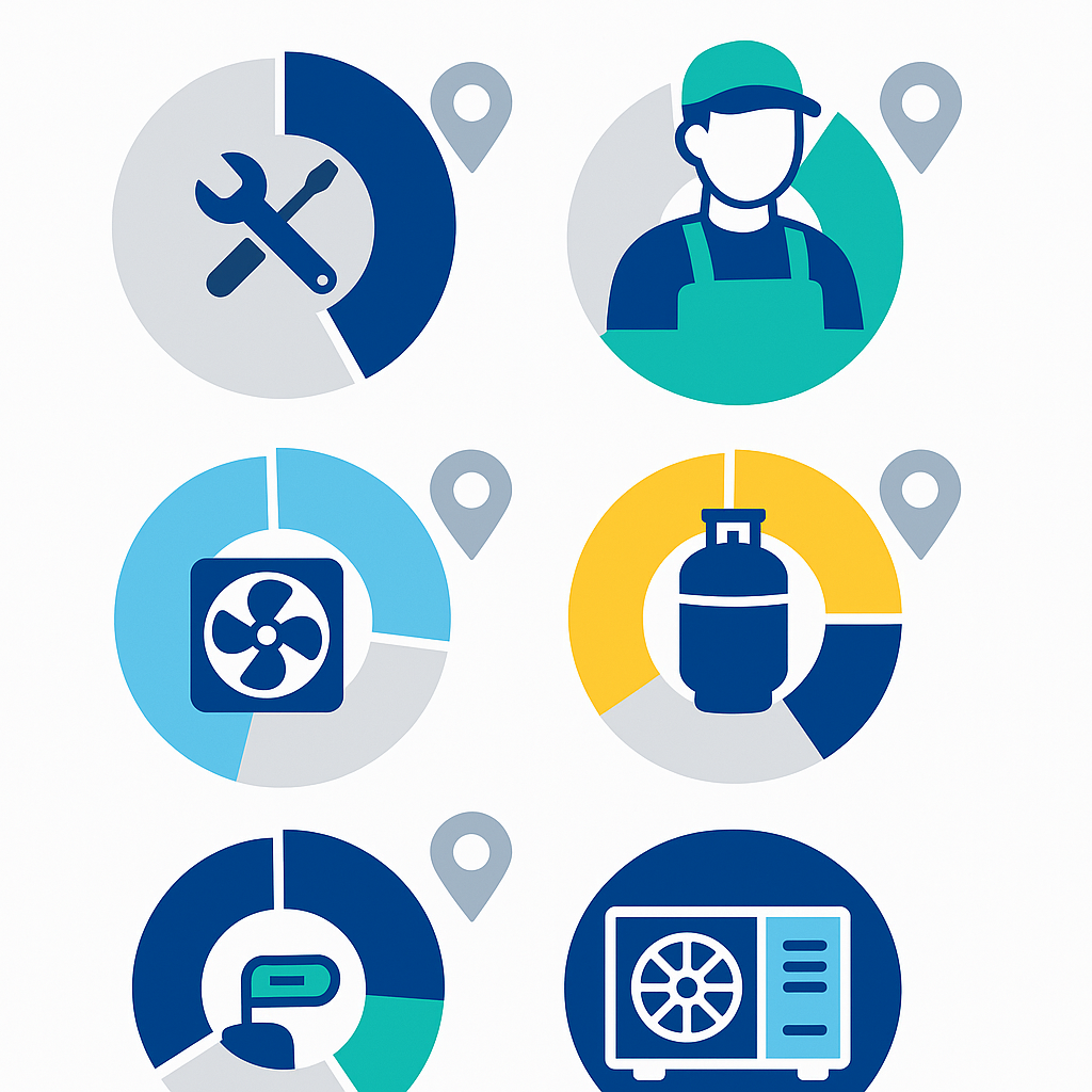Icon-based chart showing proportional HVAC repair cost categories for Los Angeles
