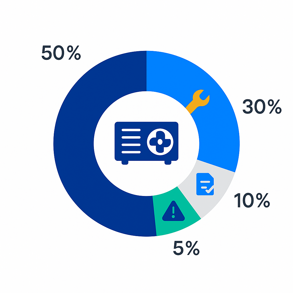 Donut chart showing proportional cost allocation for commercial HVAC installations