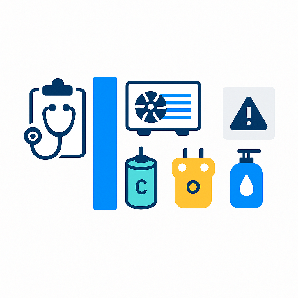 Icon infographic showing proportional AC repair cost categories