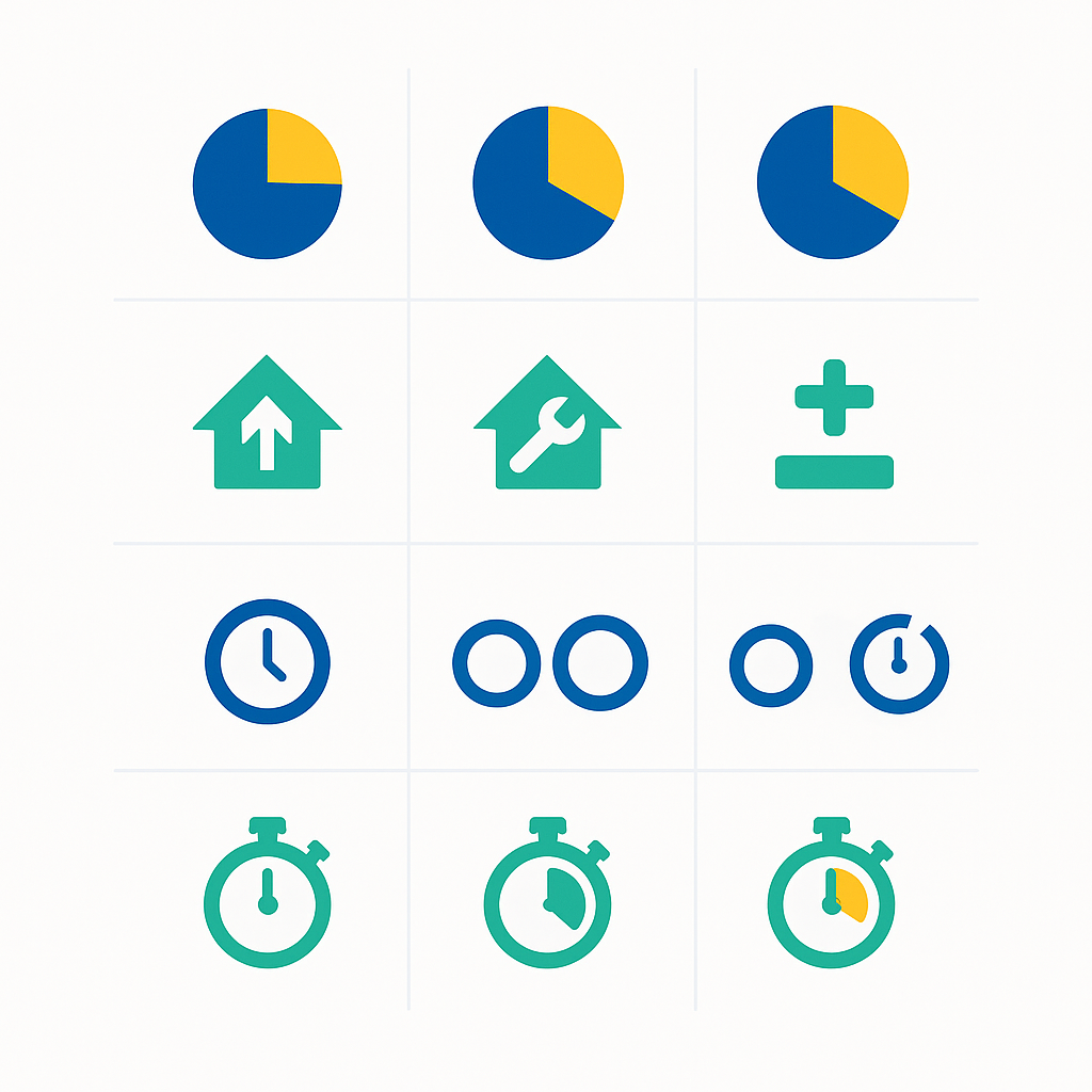 Comparison matrix showing contractor pricing bands, service inclusions, warranties, and SLA tiers
