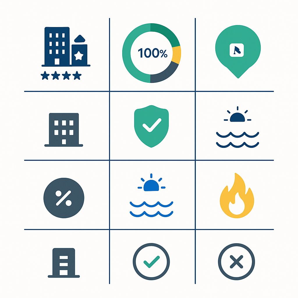 Comparison matrix and radial coverage chart comparing contractor availability and response times