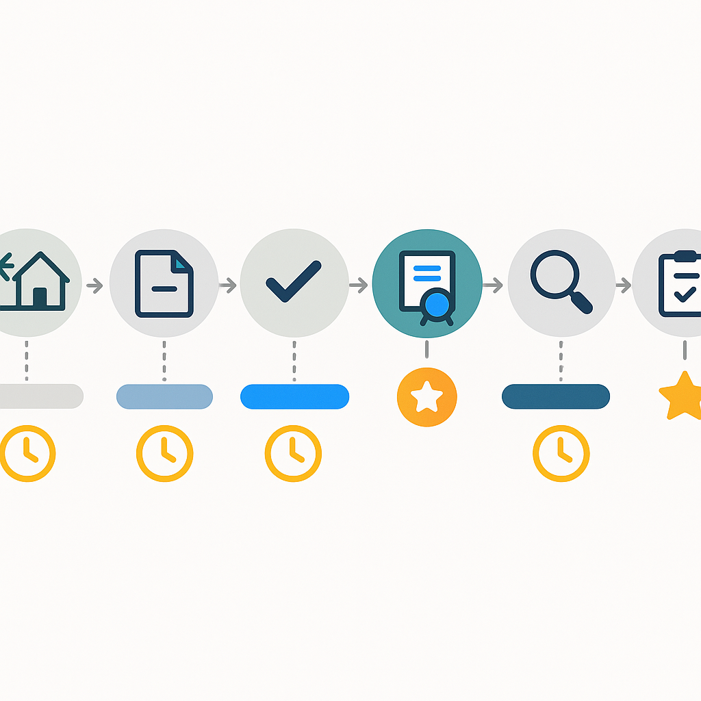 Process-flow diagram of HVAC permit and inspection stages with duration bars