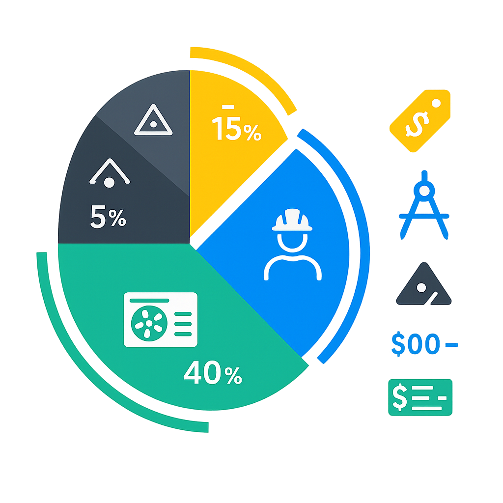 Pie-style visualization of HVAC project cost shares for West Hollywood