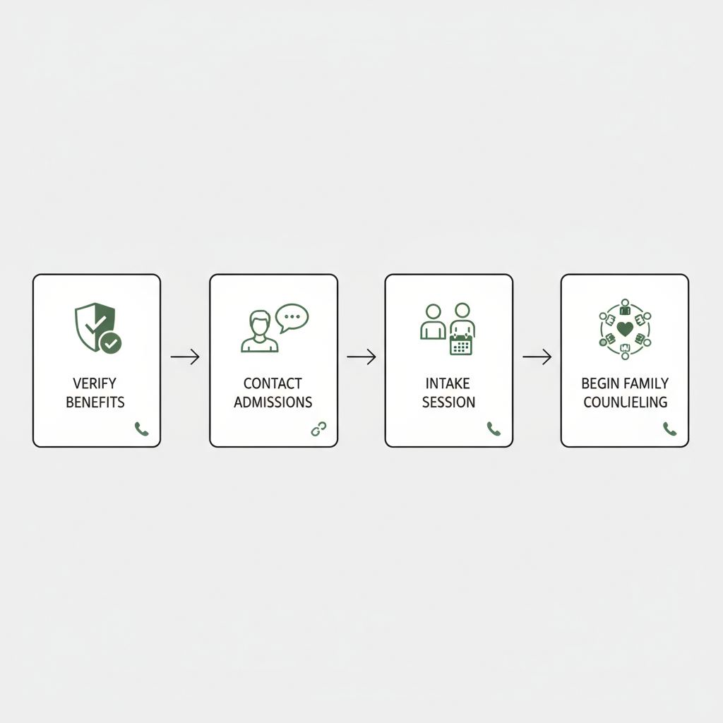 Horizontal intake process flow from benefits verification to beginning family counseling