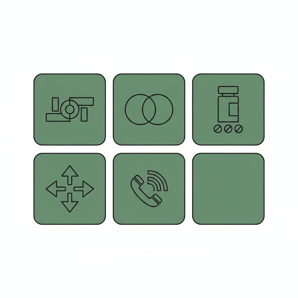 Grid of service icons for Boise area services including IOP and medication management