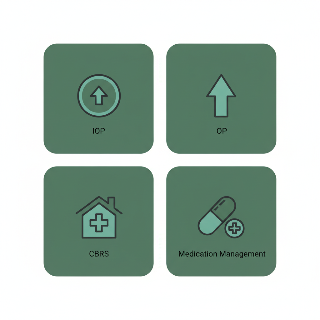 Number cards listing outpatient program types in Boise
