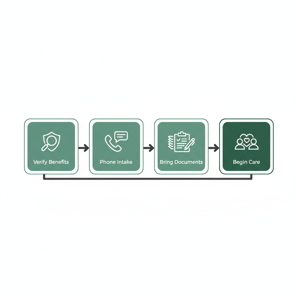 Horizontal process diagram showing four steps to start outpatient treatment.