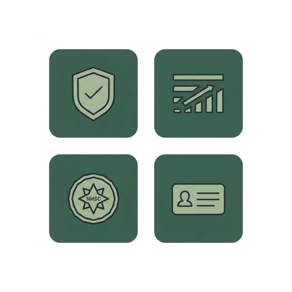 Icons representing accepted insurance, sliding fee scale, and NHSC support.