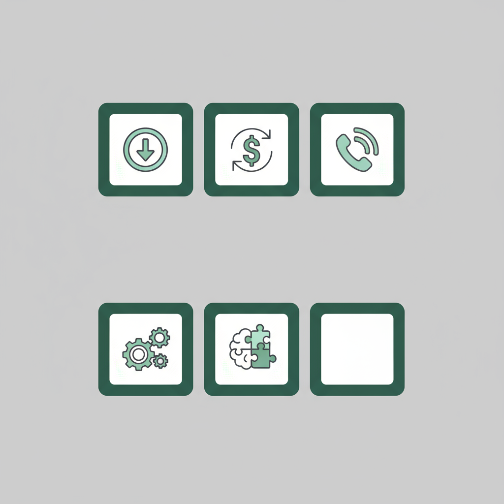 Square icon grid showing eligibility, Medicaid acceptance, telehealth, case management, autism supports, and one empty container
