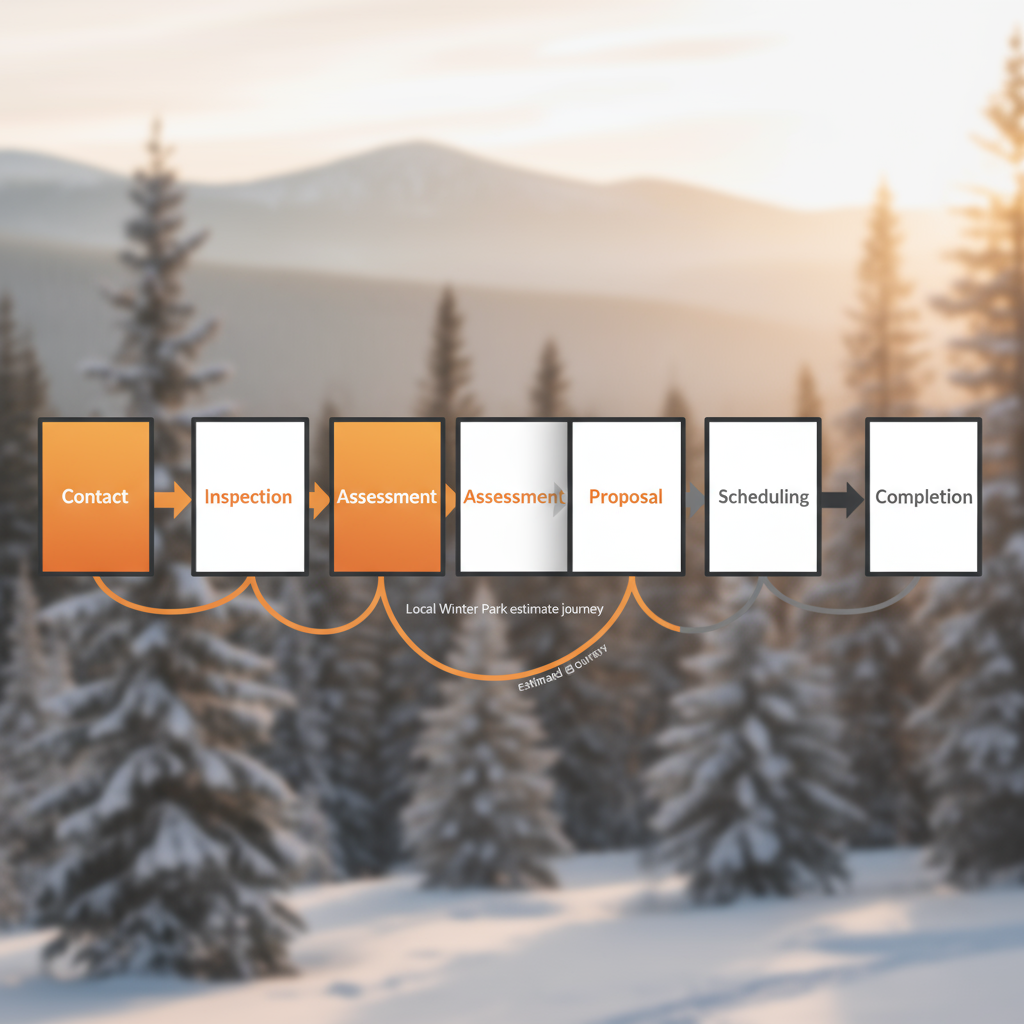 Process flow showing steps to request an estimate for commercial sandblasting and painting services in Winter Park