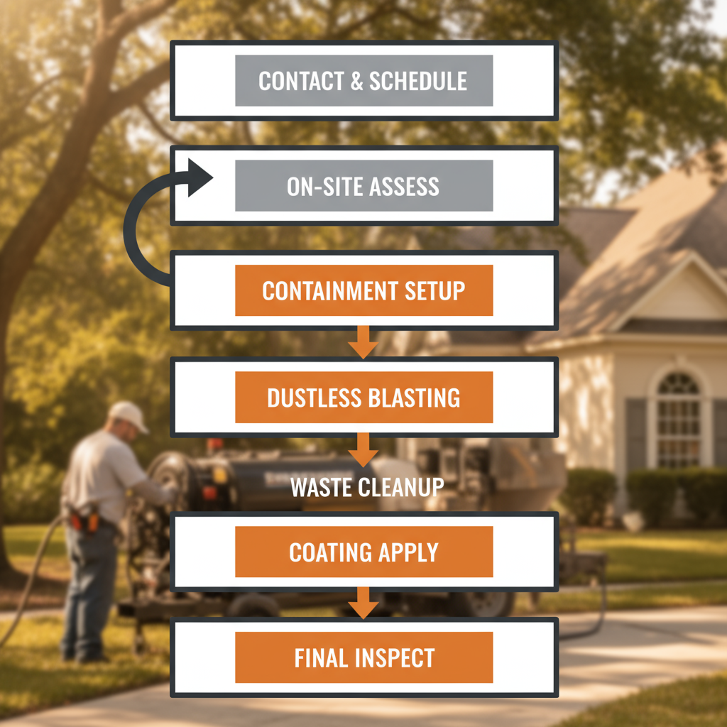 Southern Sandblasting and Painting mobile dustless blasting process flow