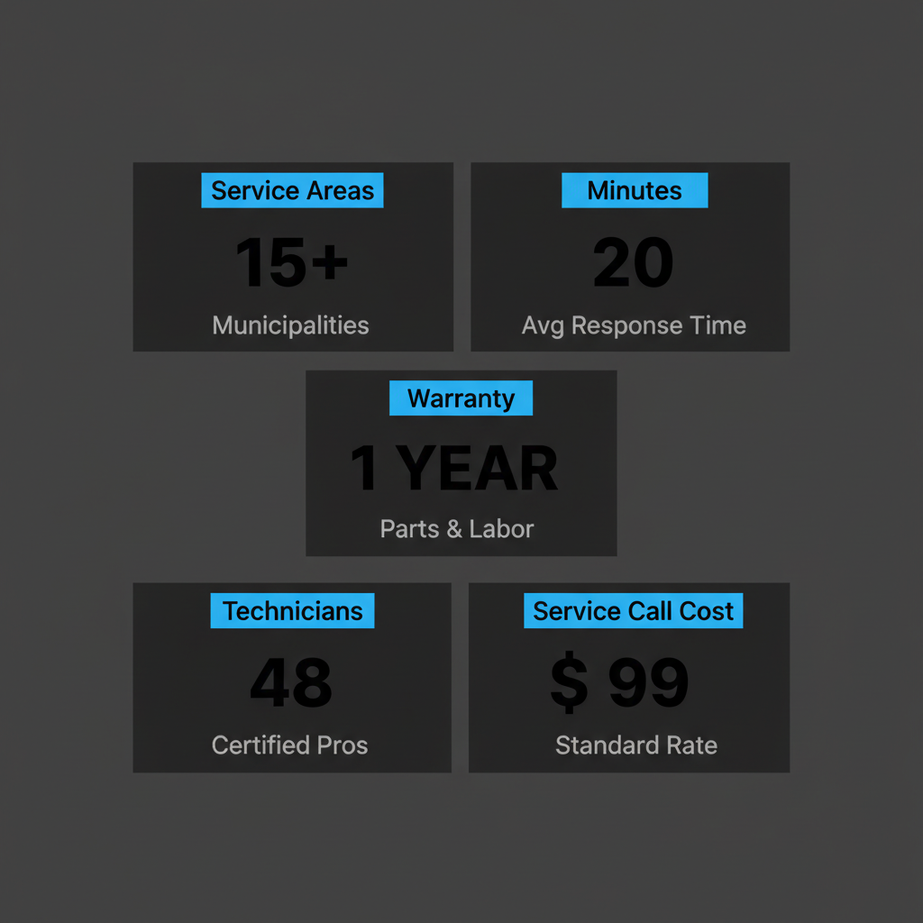 Infographic displaying key metrics for Sub Zero appliance repair local service availability