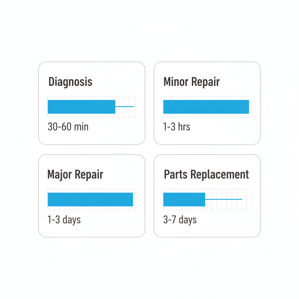 Infographic showing typical repair timelines for Sub-Zero and Wolf appliances, from diagnosis to parts replacement