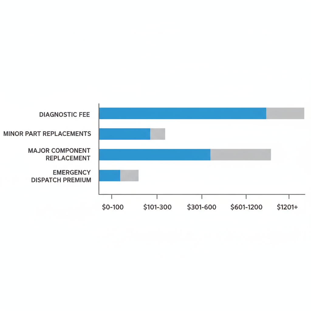 Landscape bar chart visualizing cost breakdown for Wolf appliance repairs in Berkeley