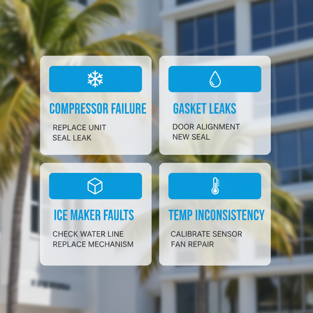 Infographic showing common Sub-Zero repair issues and their solutions in West Palm Beach