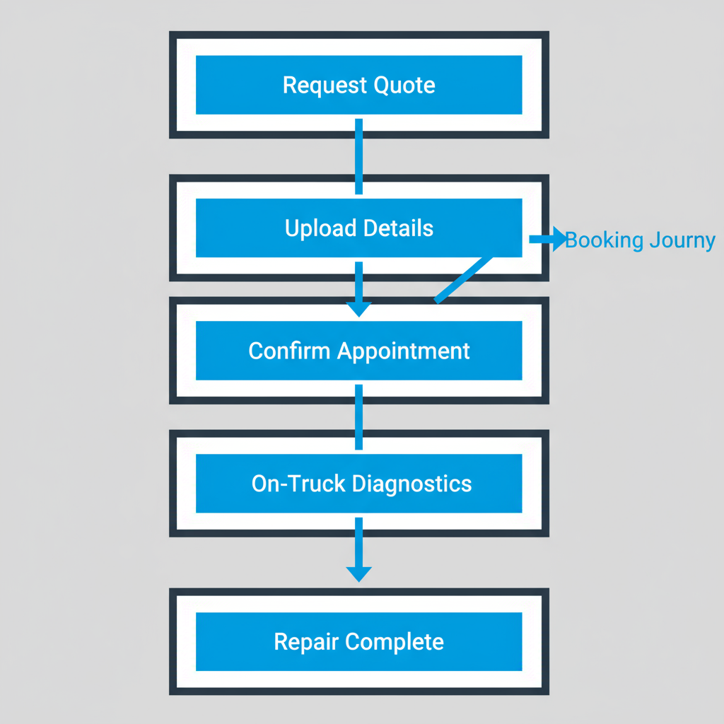 Vertical process flow showing the 5 steps for booking a Sub Zero appliance repair service in Southlake.