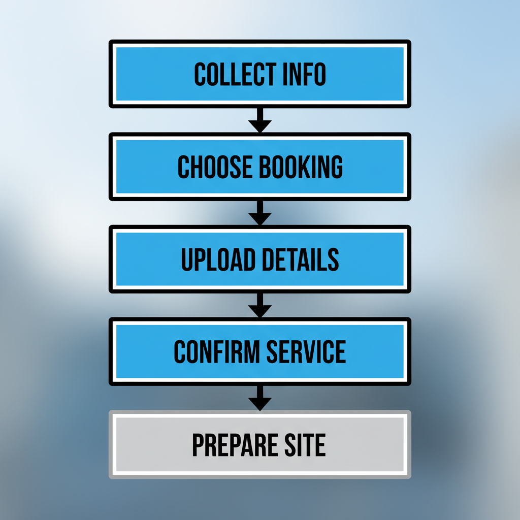 Vertical process flow showing 5 steps for scheduling appliance repair in Los Angeles