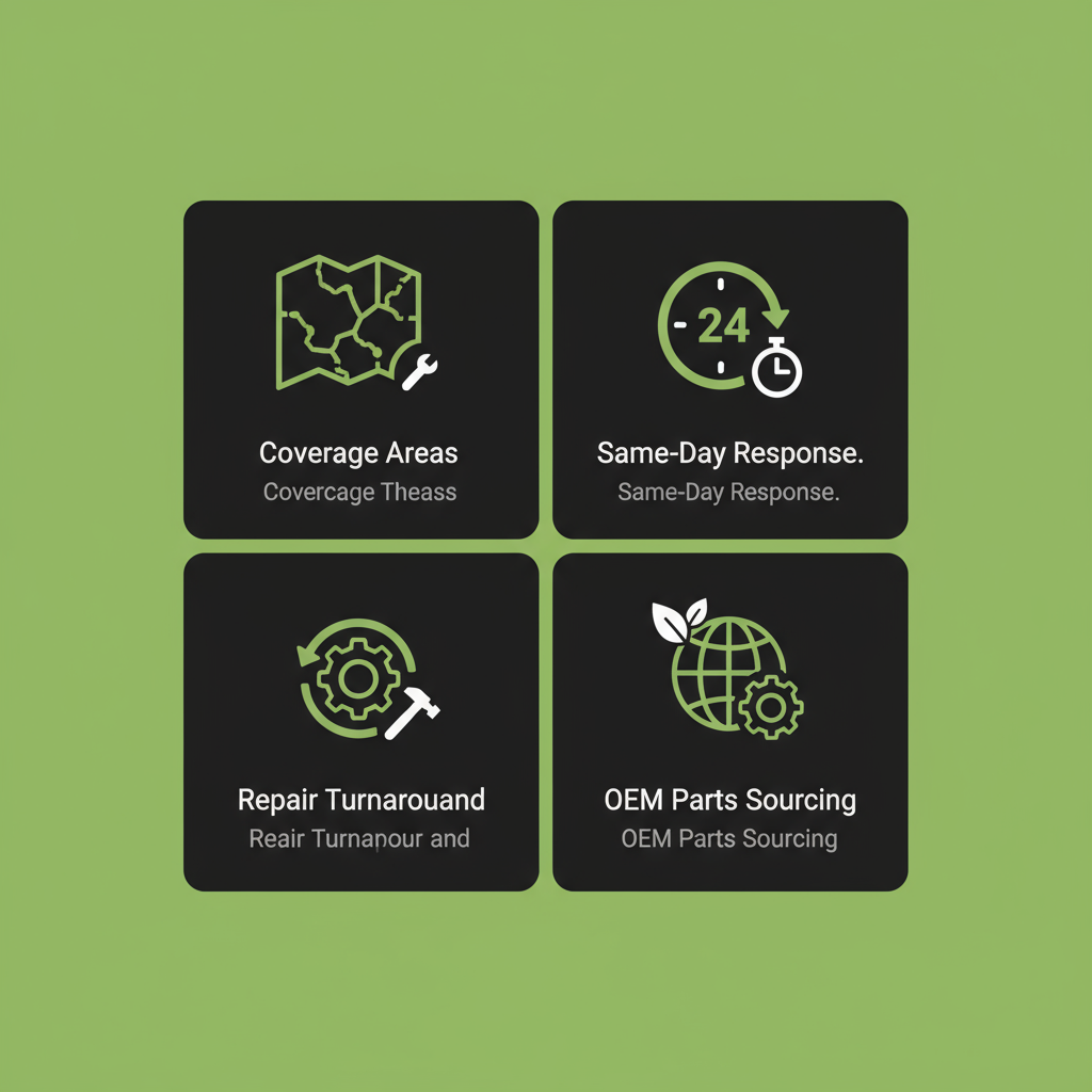 Infographic showing service coverage in Cave Creek, same-day response times, repair turnaround, and OEM parts impact