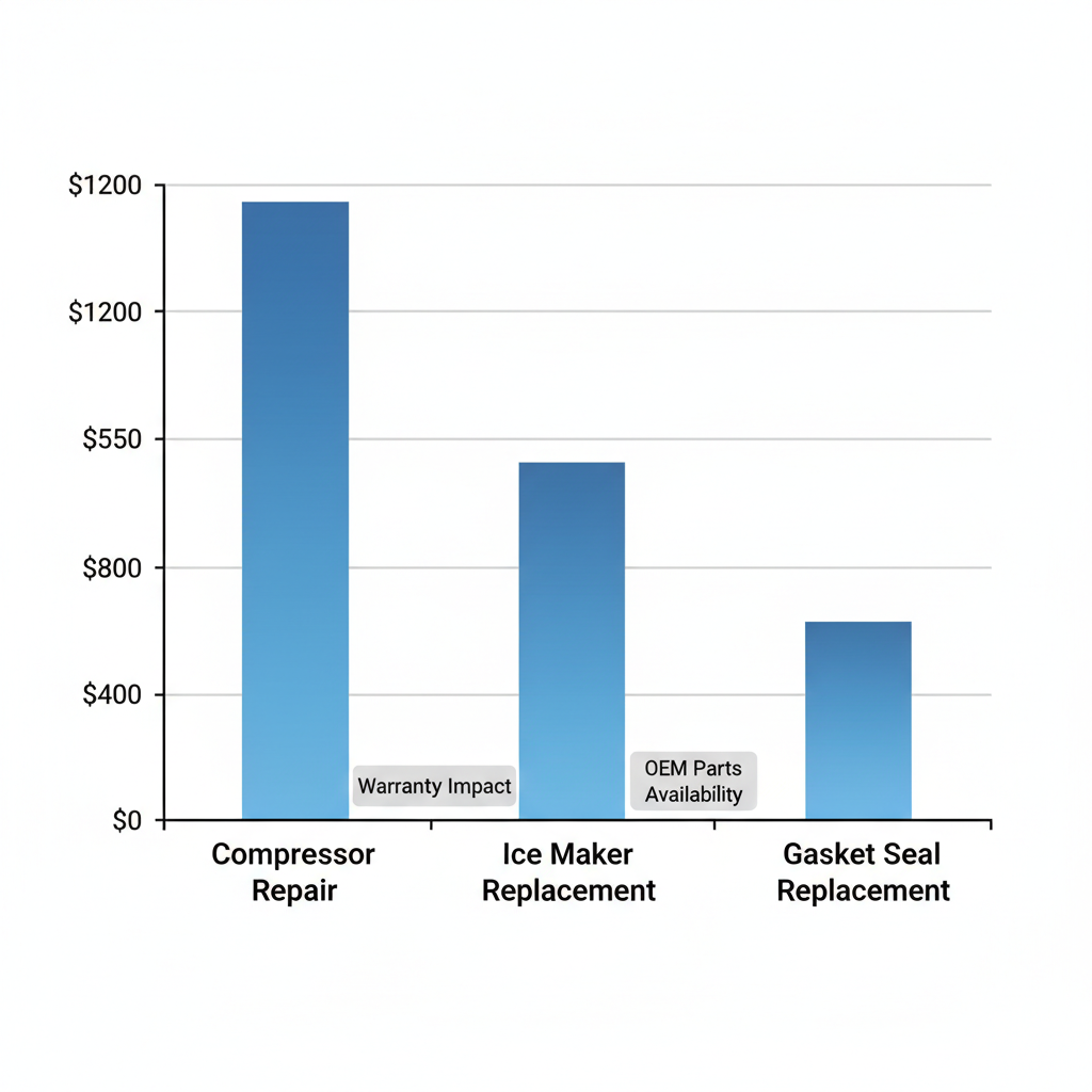 Comparative cost visualization for common Sub-Zero appliance repairs.