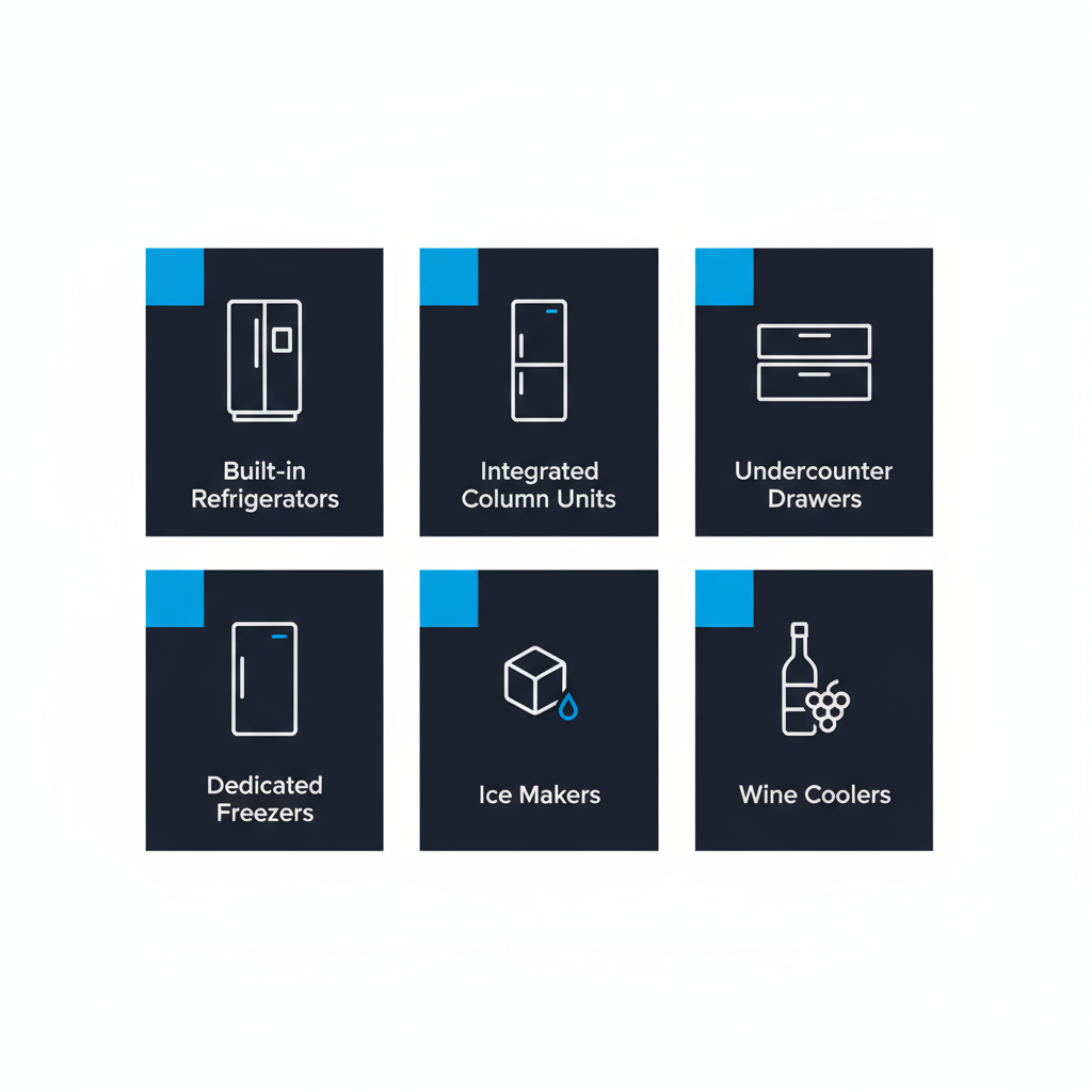 Infographic displaying various Sub-Zero appliance types serviced, including refrigerators, wine coolers, and ice makers.