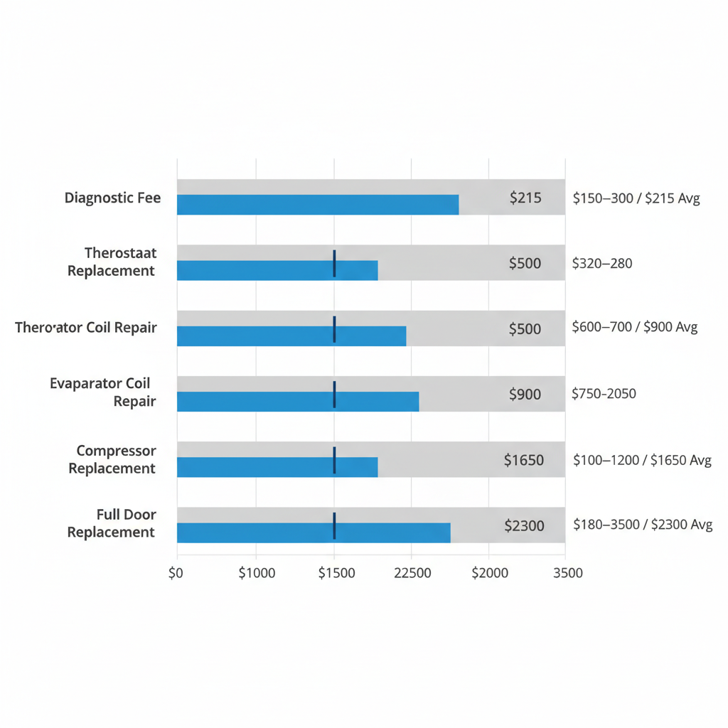 Landscape bar chart comparing median repair costs for common Sub-Zero appliance issues in the Boston area.