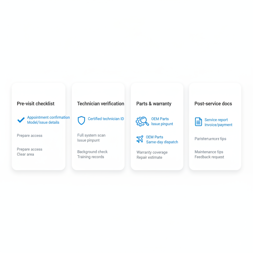 Infographic detailing the 5-step certified Sub-Zero appliance repair process for customers.