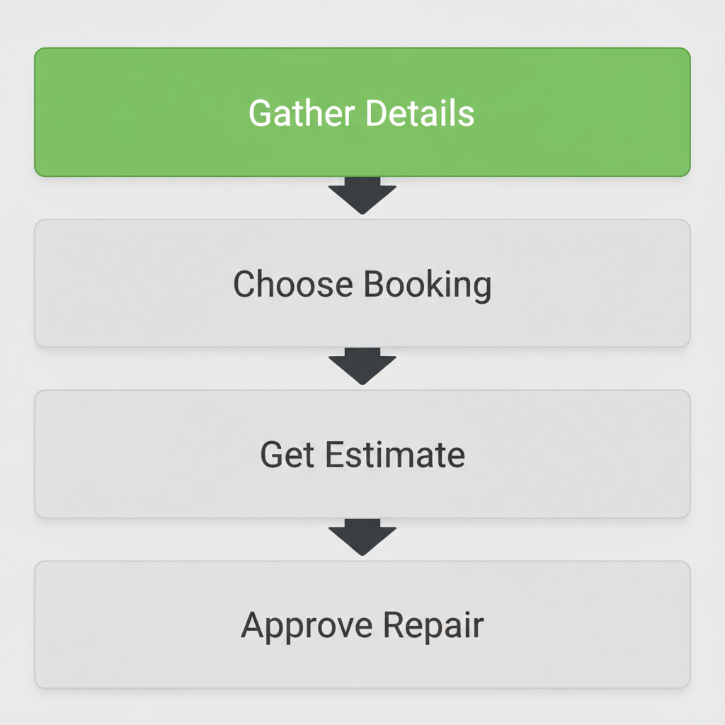 Four-step vertical process flow showing how to book an appliance repair service with Elite Sub-Zero Appliance Repair.
