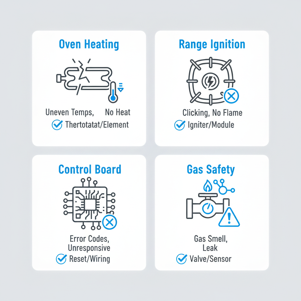 Infographic detailing common Wolf appliance repairs and homeowner troubleshooting steps