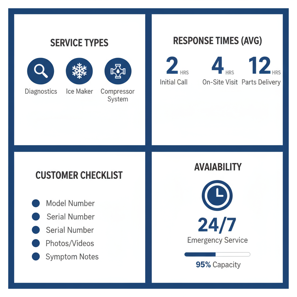 Infographic detailing same-day and emergency appliance repair options and customer preparation steps.