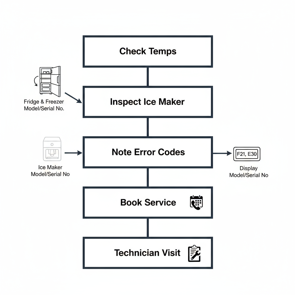 A vertical process flow detailing the steps to initiate and complete a Wolf and Sub-Zero appliance repair service.