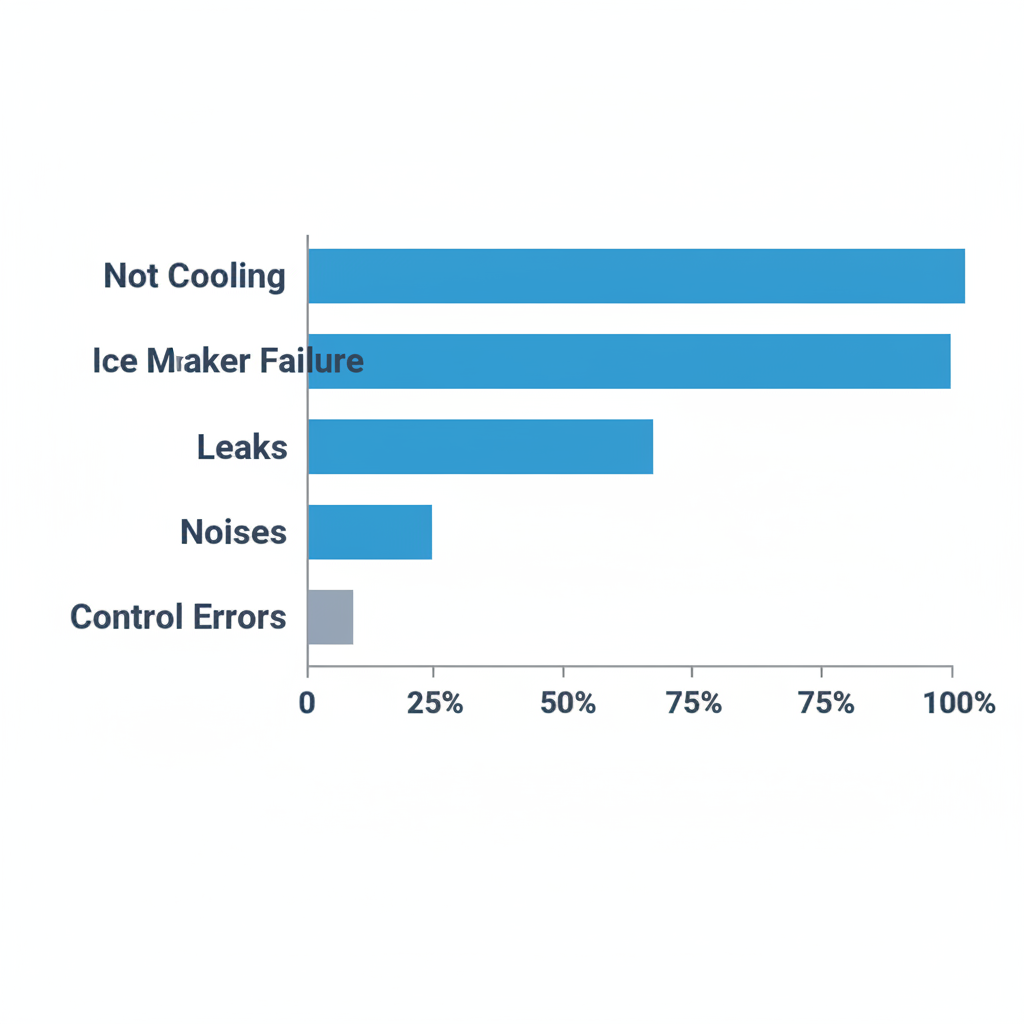 Data visualization showing frequency of common Sub-Zero refrigerator repair issues