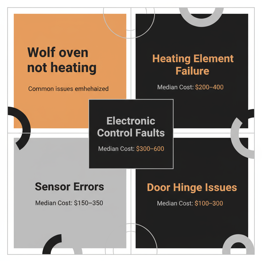 Data visualization showing common Wolf oven faults and their associated median repair cost ranges