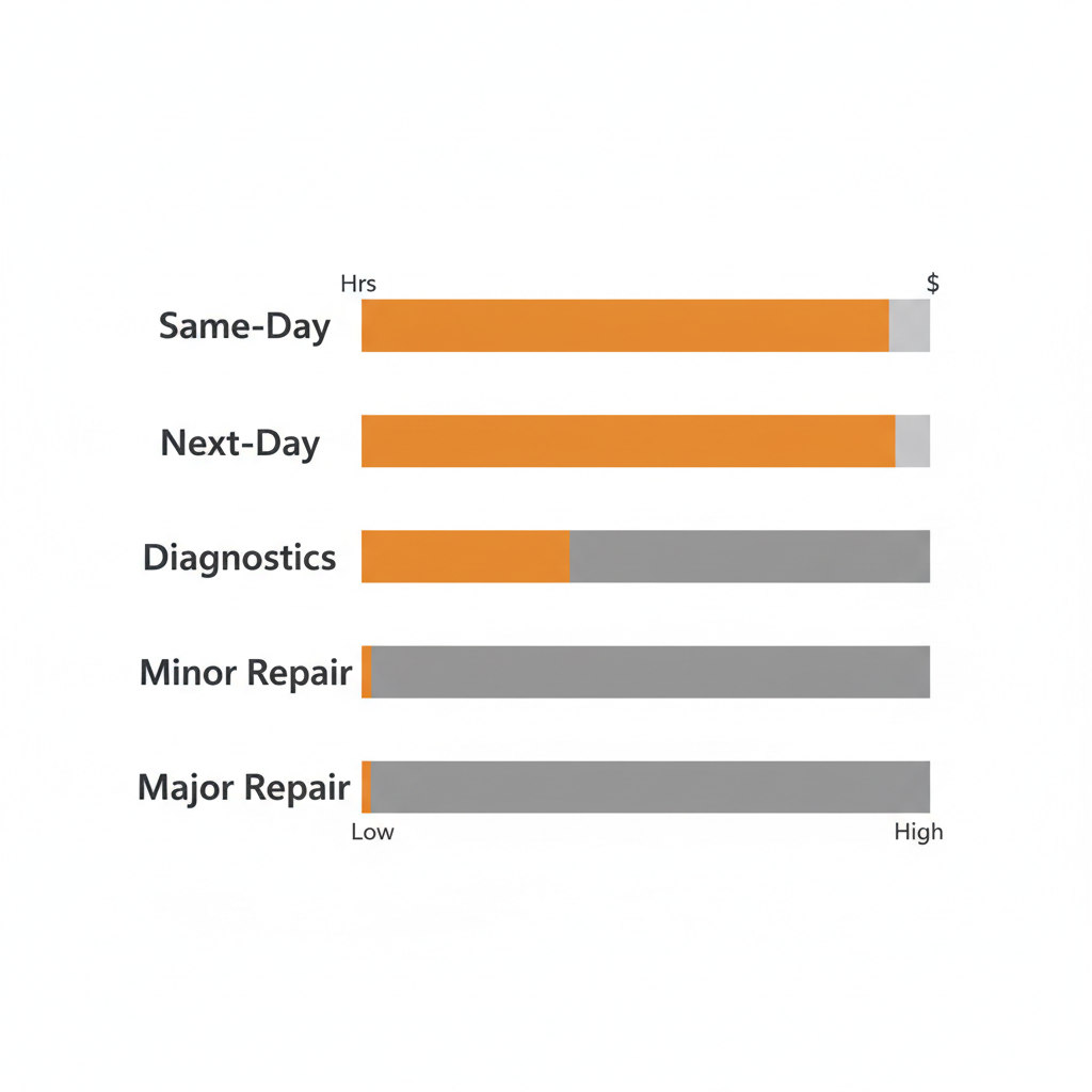 Barrington Hills appliance repair response times and cost ranges bar chart