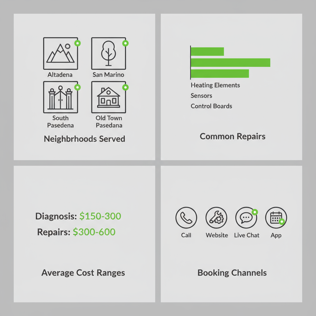 Pasadena Thermador repair neighborhoods, issues, costs, and booking guide