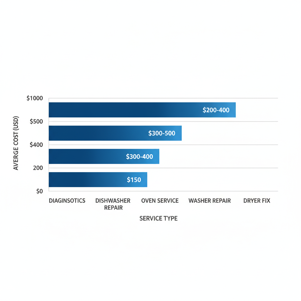 Bar chart of average appliance repair costs in Cleveland by service type