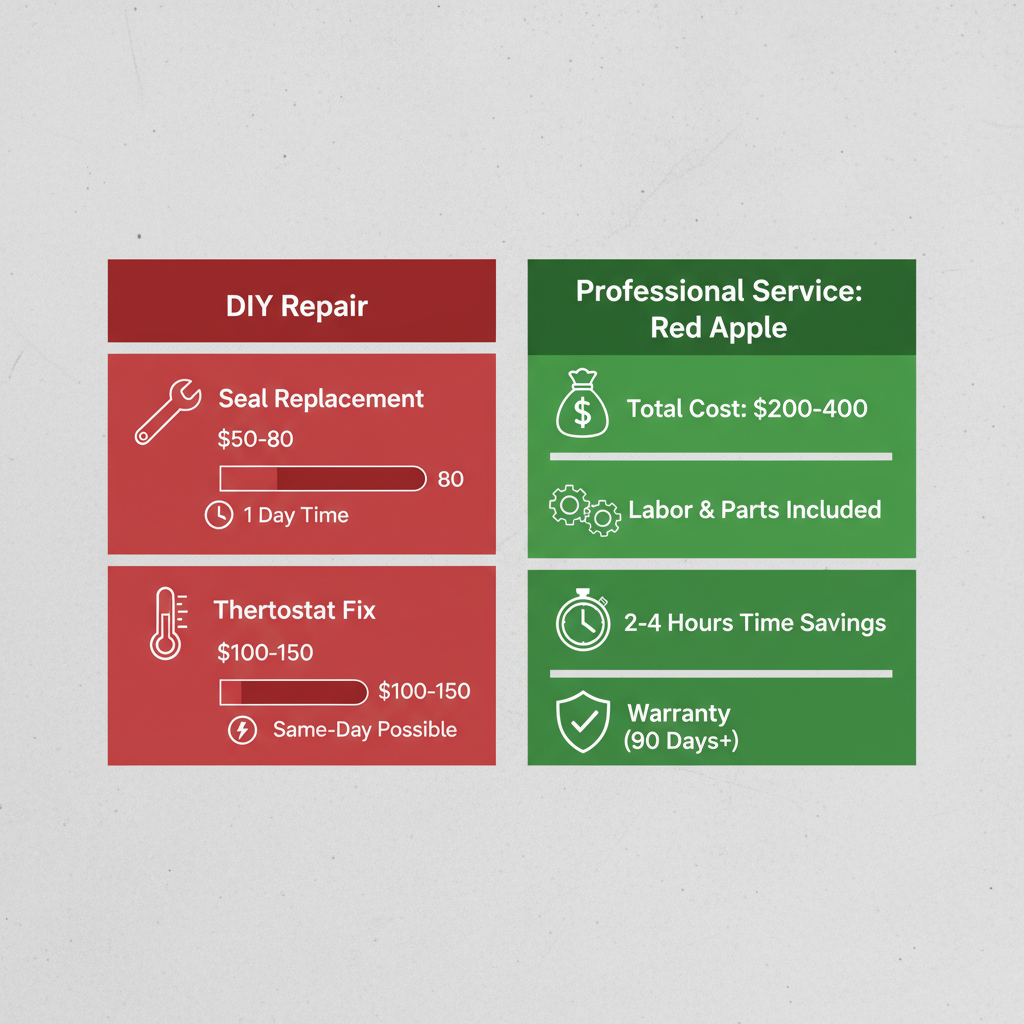 Infographic comparing DIY and professional Viking refrigerator repair costs in Mesa AZ