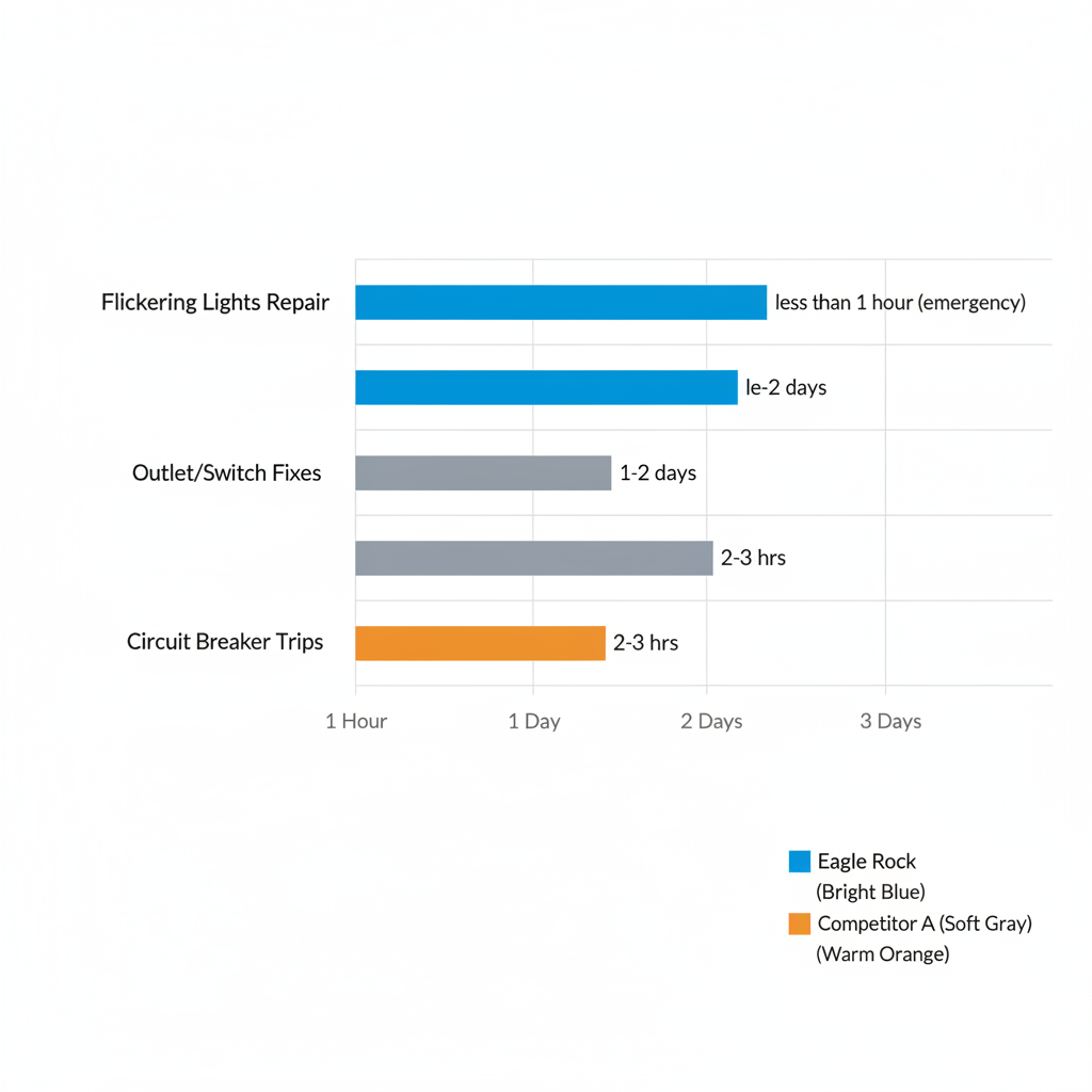 Horizontal bar chart comparing response times for electrical services like repairs and fixes across Pasadena providers