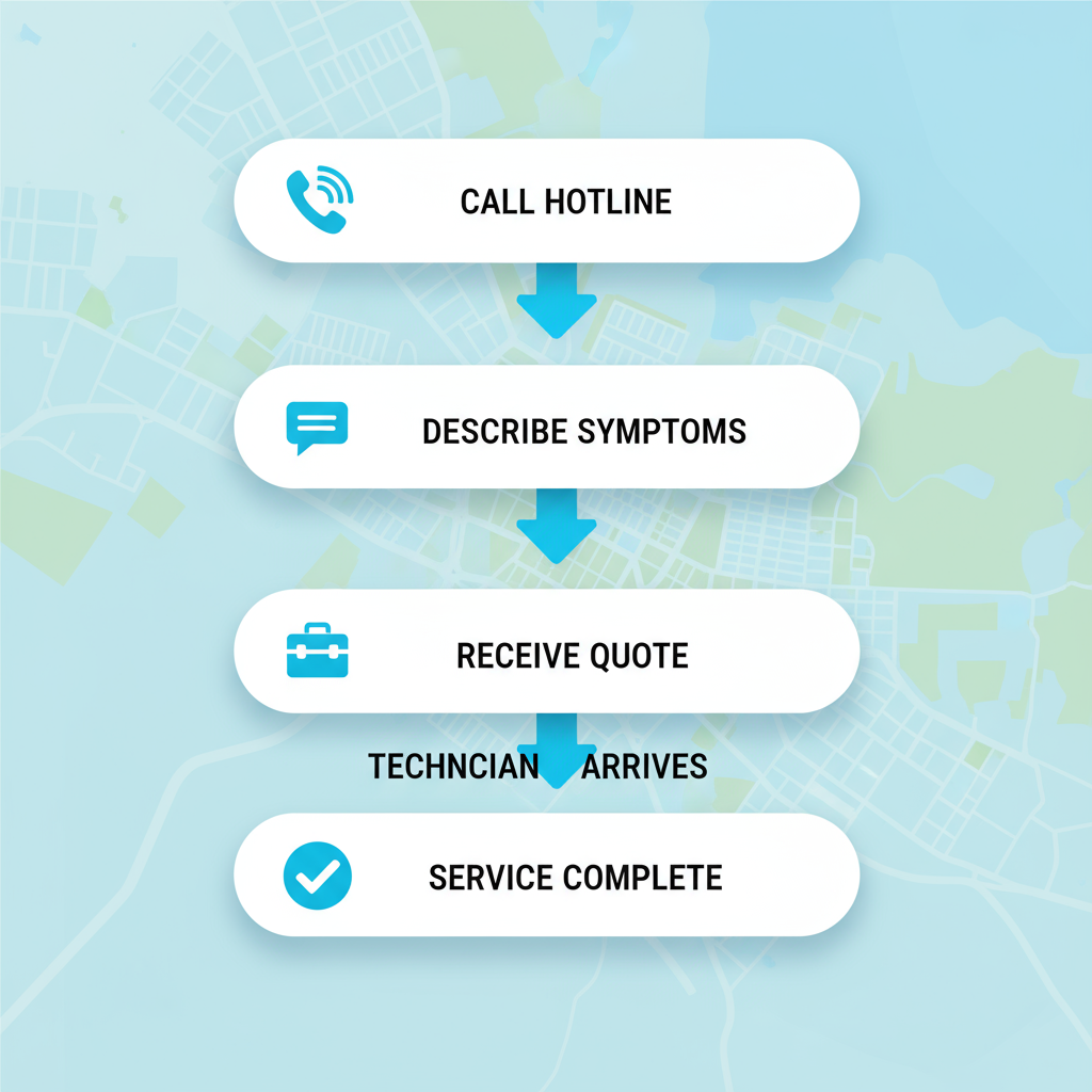 Vertical process flow diagram showing five steps for scheduling residential electrical services in South Pasadena