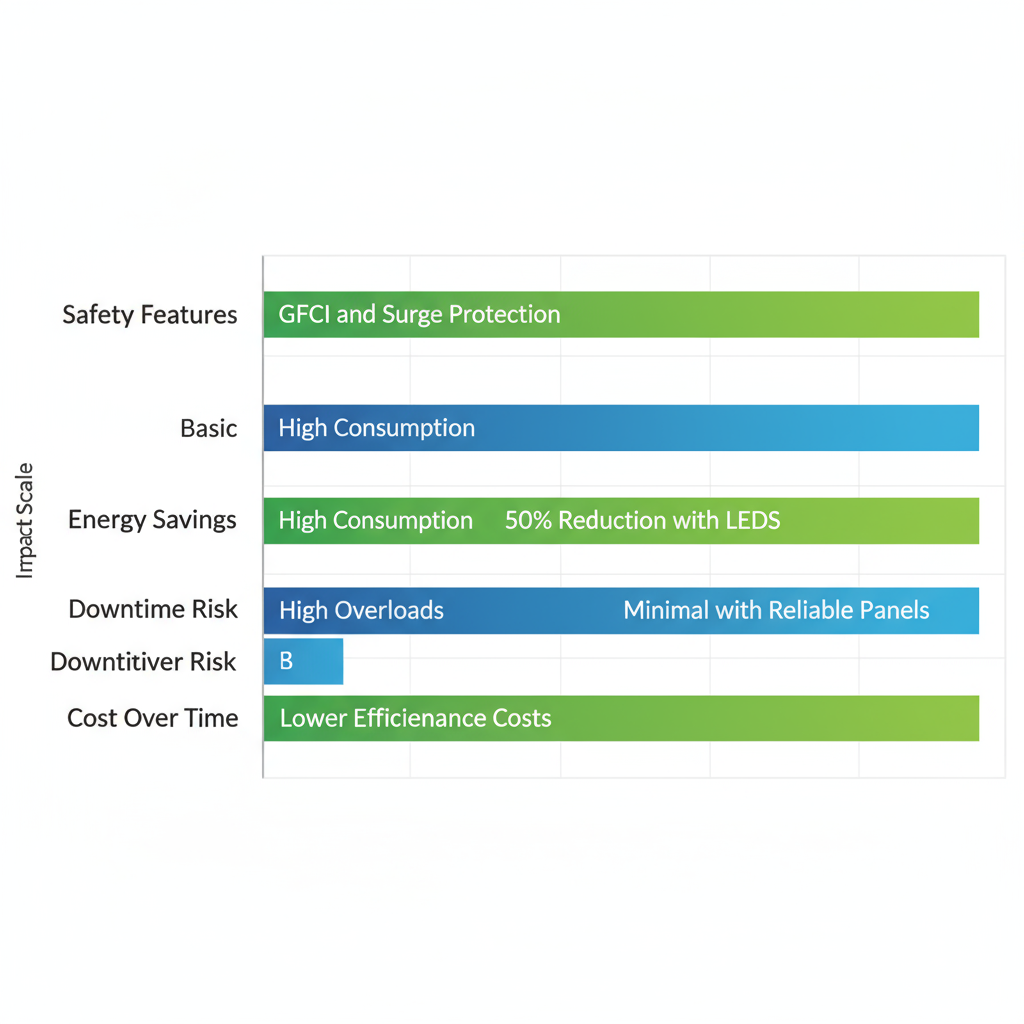 Bar chart illustrating benefits of upgraded commercial electrical systems over traditional ones in Glendale